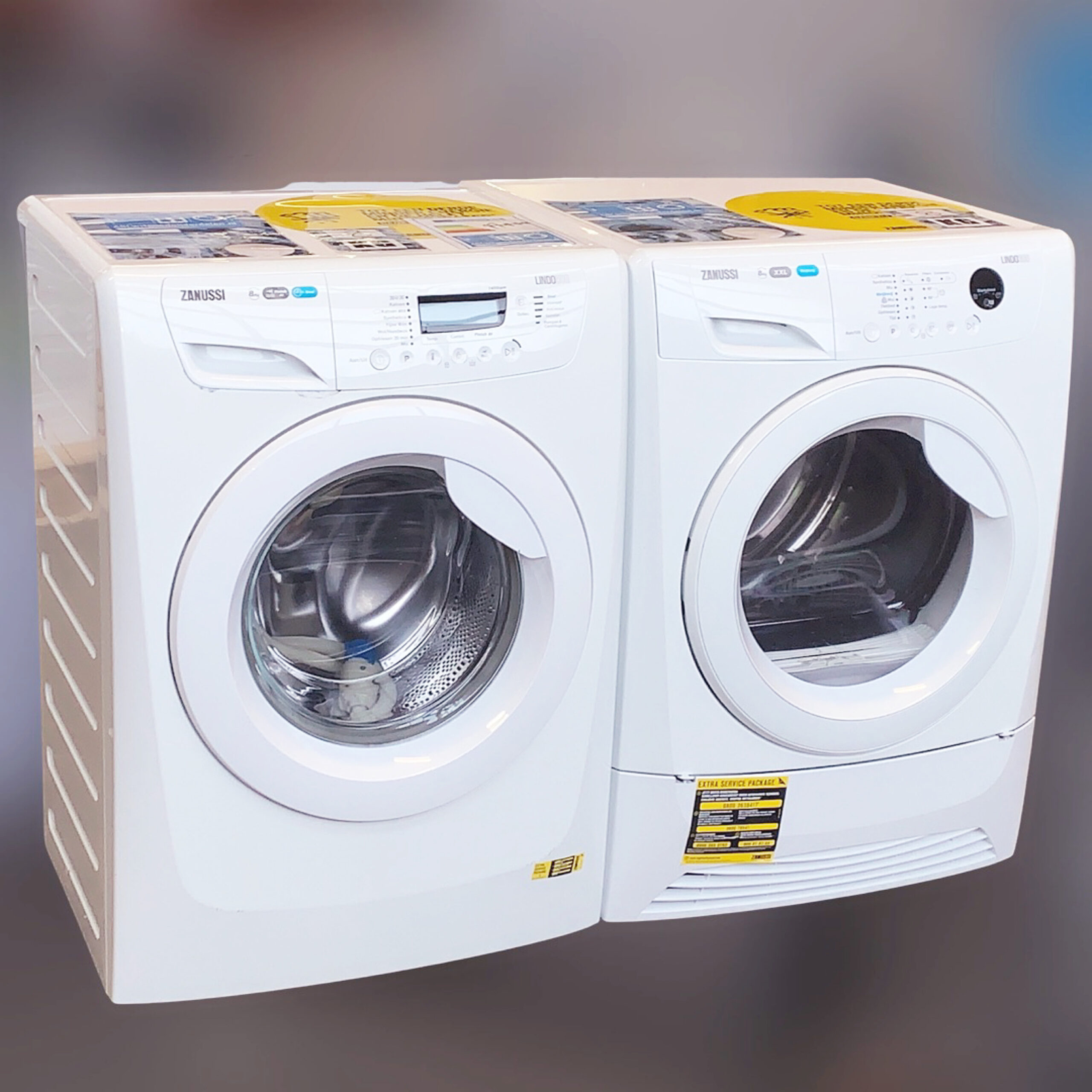 globaal Het beste Champagne Voordeelset ZANUSSI LINDO500 Wasmachine 9kg + Condensdroger 8kg €498,-  Apparaten.nl -Altijd goedkoper!