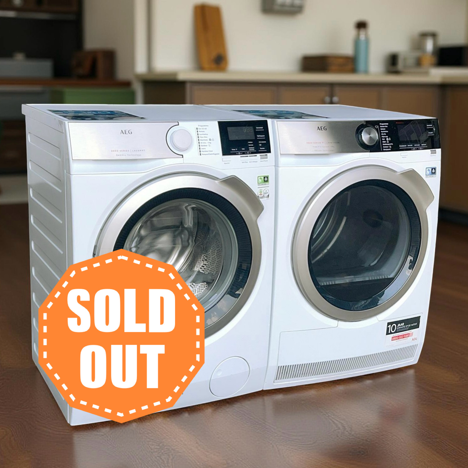 Voordeelset AEG A+++ Wasmachine 9kg + Warmtepompdroger 8kg €658,-