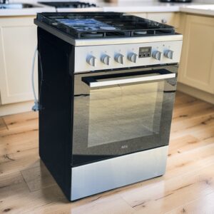 Gasfornuis AEG RVS-BLACK met Heteluchtoven CKB64412BM €299,-